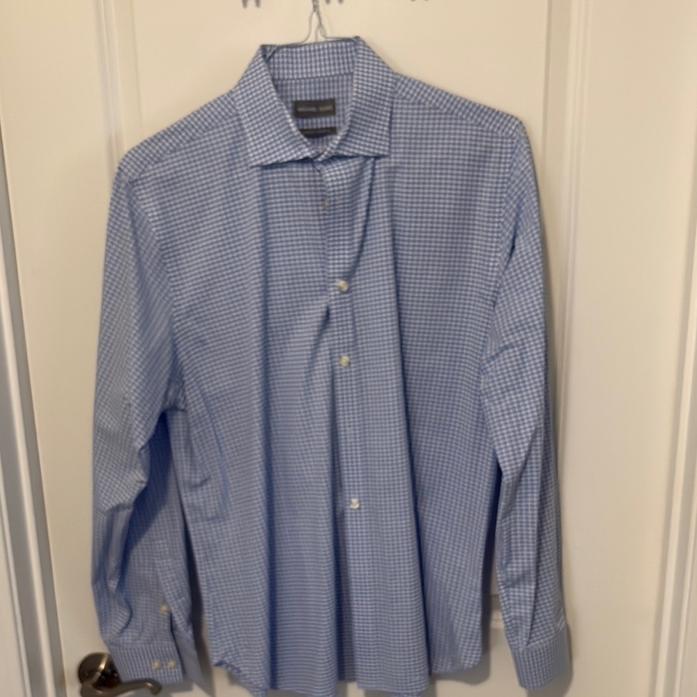 Michael Kors Blue Dress Shirt Classic Long-Sleeve